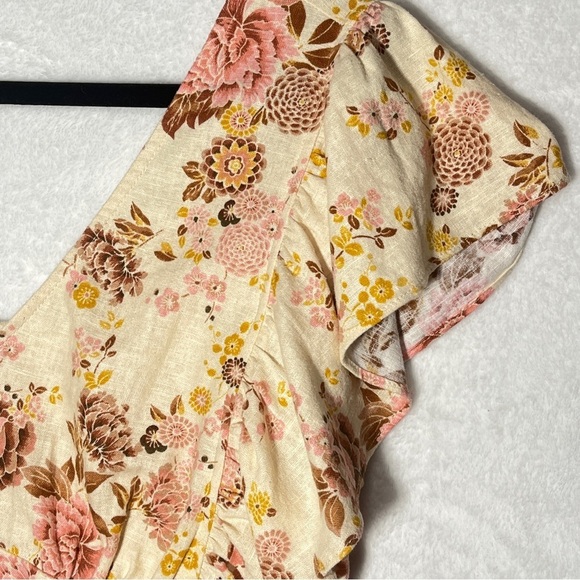 FOREVER 21 Floral Linen Blend Crop Top | Cream Pink | Size L | NWT - Picture 3 of 10